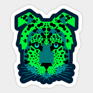 Cheetah Face, Neon Green Sticker
